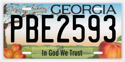 GA license plate PBE2593