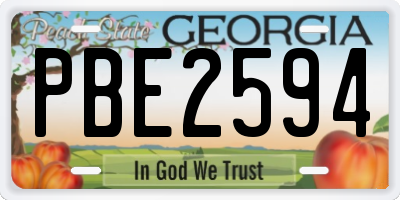 GA license plate PBE2594