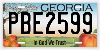 GA license plate PBE2599