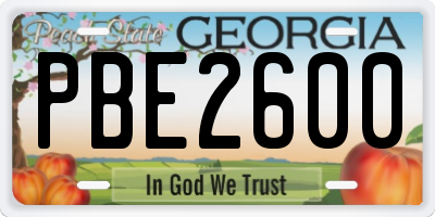 GA license plate PBE2600