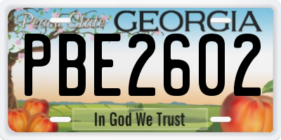 GA license plate PBE2602