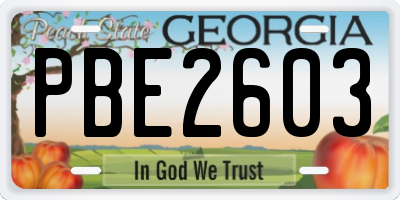 GA license plate PBE2603