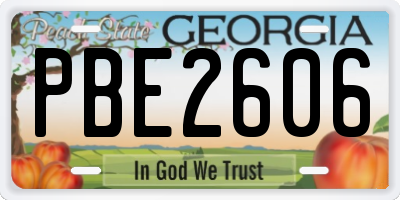 GA license plate PBE2606