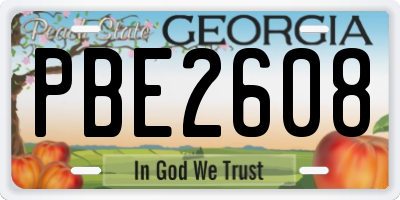 GA license plate PBE2608