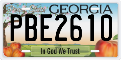 GA license plate PBE2610