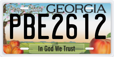 GA license plate PBE2612