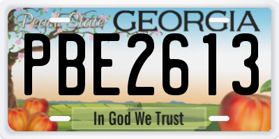 GA license plate PBE2613