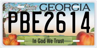GA license plate PBE2614