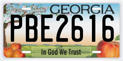 GA license plate PBE2616