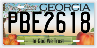 GA license plate PBE2618