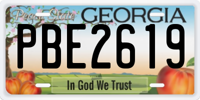 GA license plate PBE2619