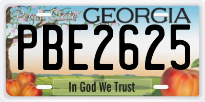 GA license plate PBE2625