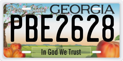 GA license plate PBE2628