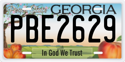 GA license plate PBE2629