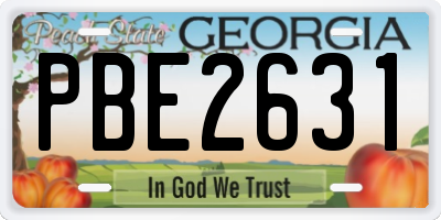 GA license plate PBE2631