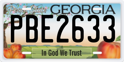 GA license plate PBE2633