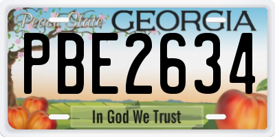 GA license plate PBE2634