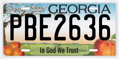 GA license plate PBE2636