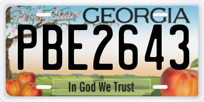 GA license plate PBE2643