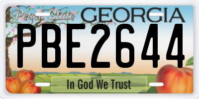 GA license plate PBE2644