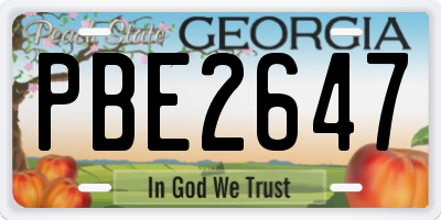 GA license plate PBE2647