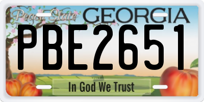 GA license plate PBE2651