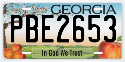 GA license plate PBE2653