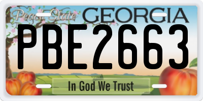 GA license plate PBE2663