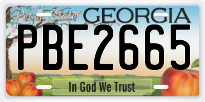 GA license plate PBE2665