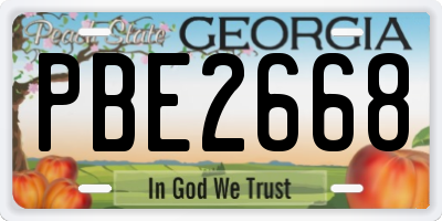 GA license plate PBE2668