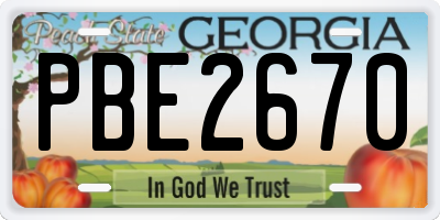 GA license plate PBE2670