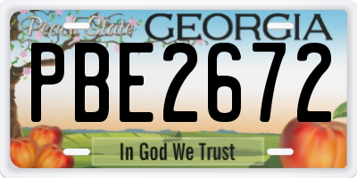 GA license plate PBE2672