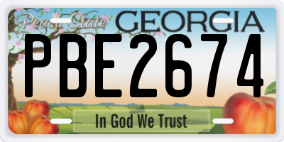 GA license plate PBE2674