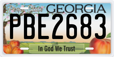 GA license plate PBE2683