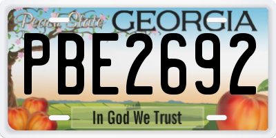 GA license plate PBE2692