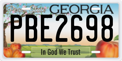 GA license plate PBE2698