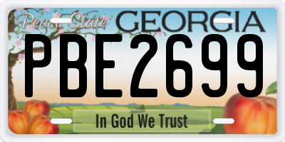 GA license plate PBE2699