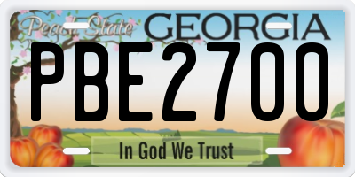 GA license plate PBE2700