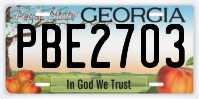 GA license plate PBE2703