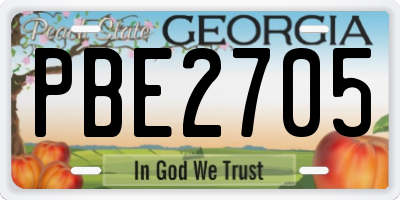 GA license plate PBE2705