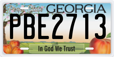 GA license plate PBE2713