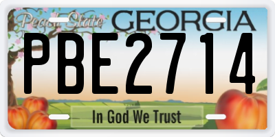 GA license plate PBE2714