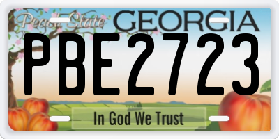 GA license plate PBE2723