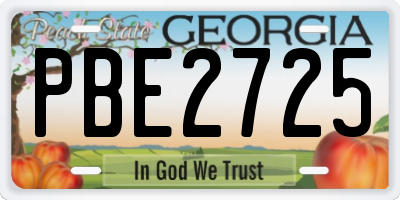 GA license plate PBE2725