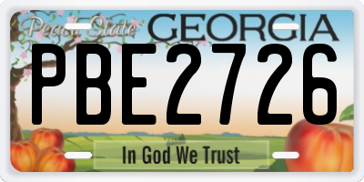 GA license plate PBE2726