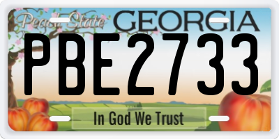 GA license plate PBE2733