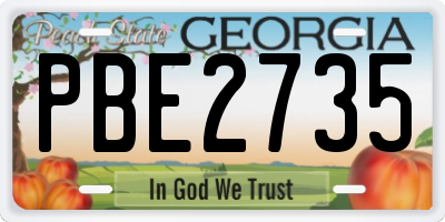 GA license plate PBE2735