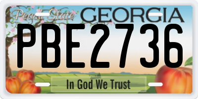 GA license plate PBE2736