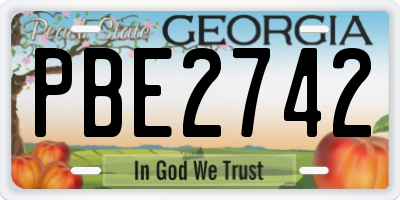 GA license plate PBE2742