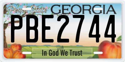 GA license plate PBE2744
